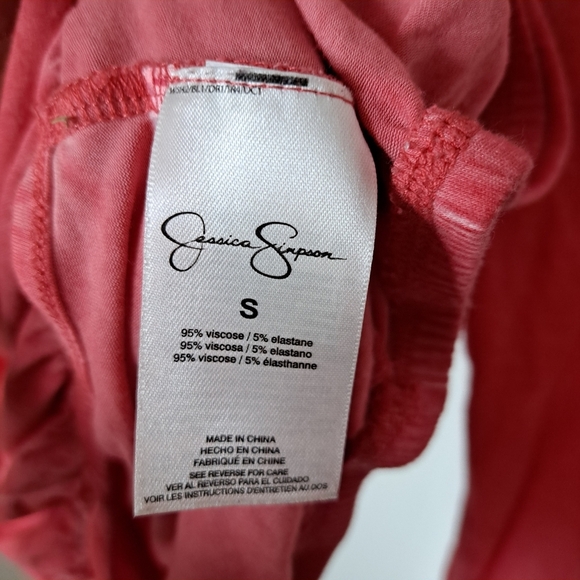 Jessica Simpson | Pink acid wash open cross back cropped sleeve shirt - Picture 13 of 13